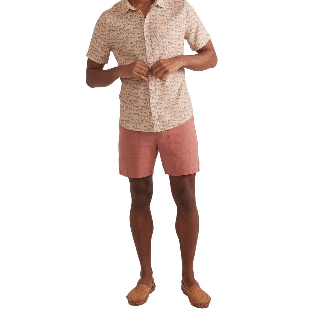 Marine Layer Utility Shorts Mens 33 Etruscan Red Garment Dyed Stretch Cotton - Picture 10 of 13